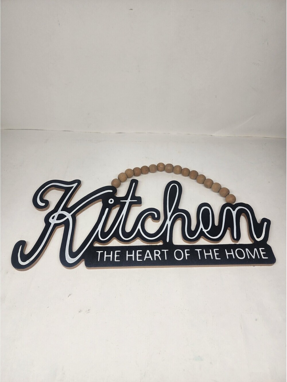New! "Kitchen Heart of the Home" Beaded Wooden Frame Sign Farmhouse Decor